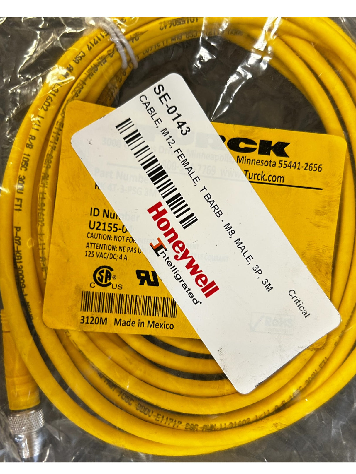 Turck, RK 4T-3-PSG 3M, Double- Ended Cordset - NEW IN ORIGINAL PACKAGING - FreemanLiquidators - [product_description]