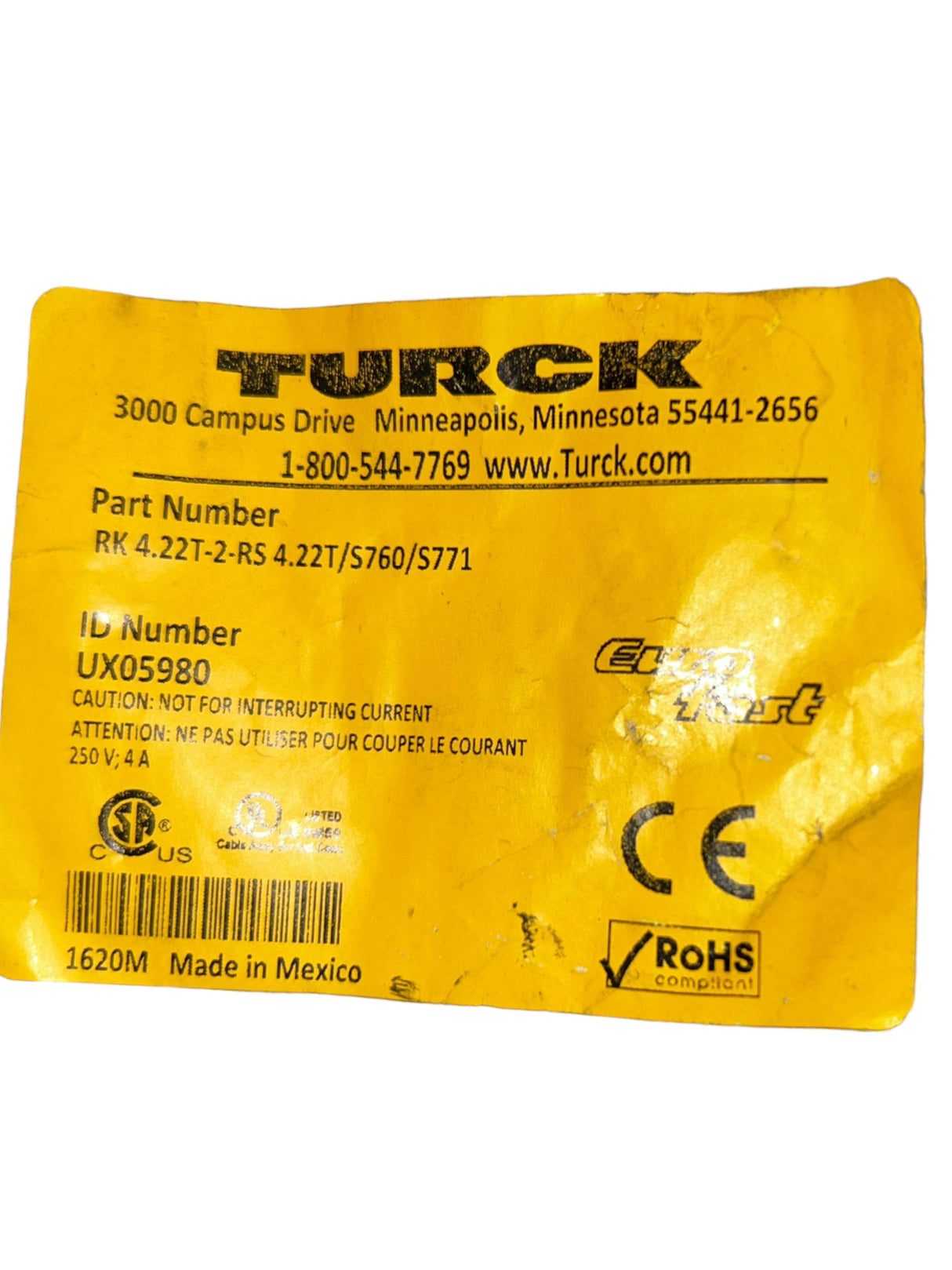 Turck, RK 4.22T-2-RS 4.22T/S760/S771, Double-ended cable / cordset - NEW IN ORIGINAL PACKAGING - FreemanLiquidators - [product_description]