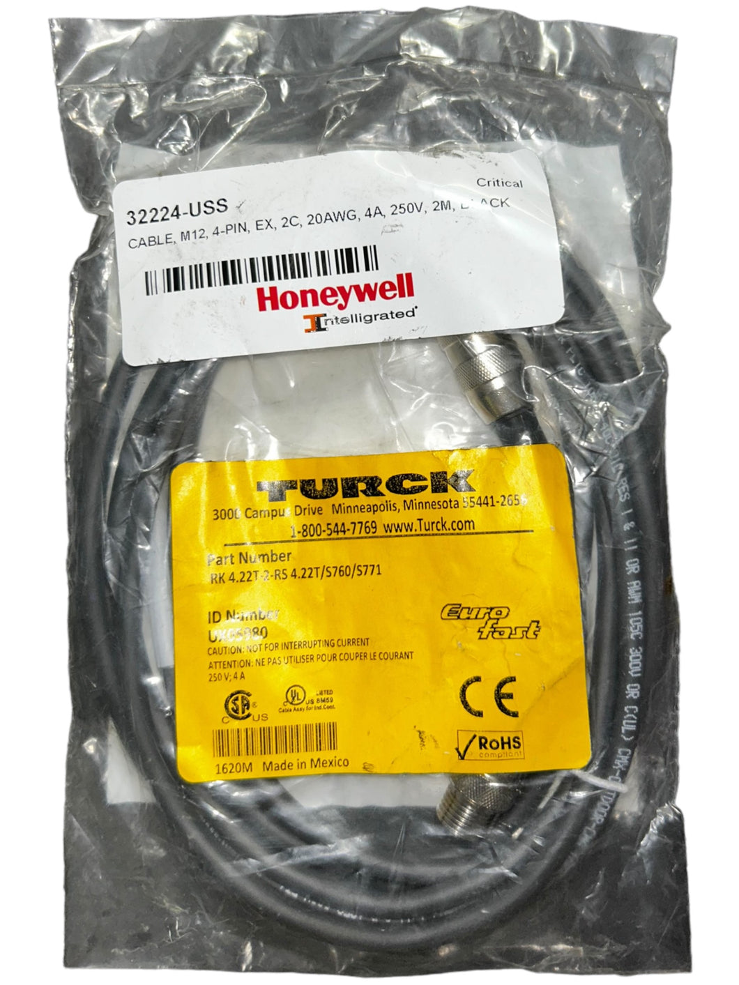 Turck, RK 4.22T-2-RS 4.22T/S760/S771, Double-ended cable / cordset - NEW IN ORIGINAL PACKAGING - FreemanLiquidators - [product_description]