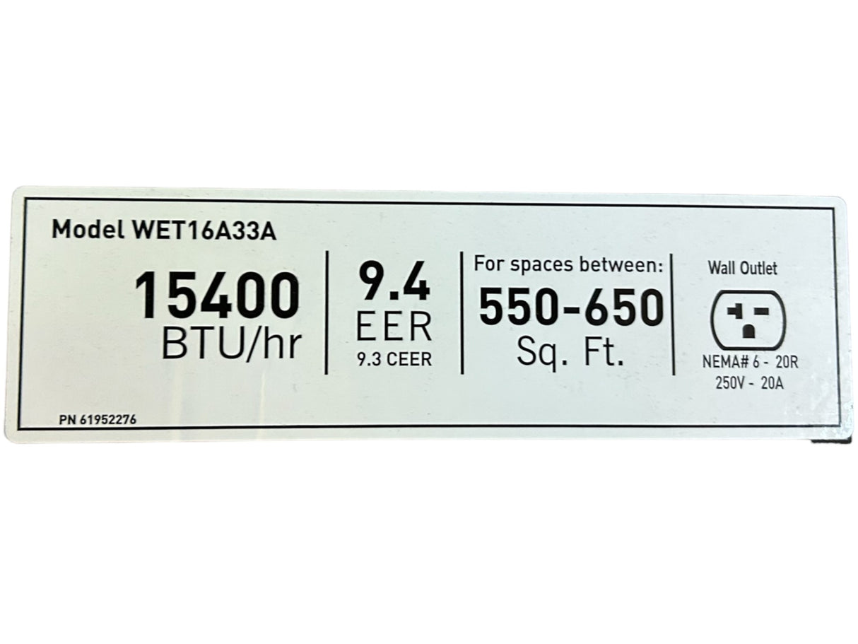 FRIEDRICH, WET16A33A, Through-the-Wall Air Conditioner, 15,400 BtuH, 550 to 700 sq ft, 230V AC, 6-20P - FreemanLiquidators - [product_description]