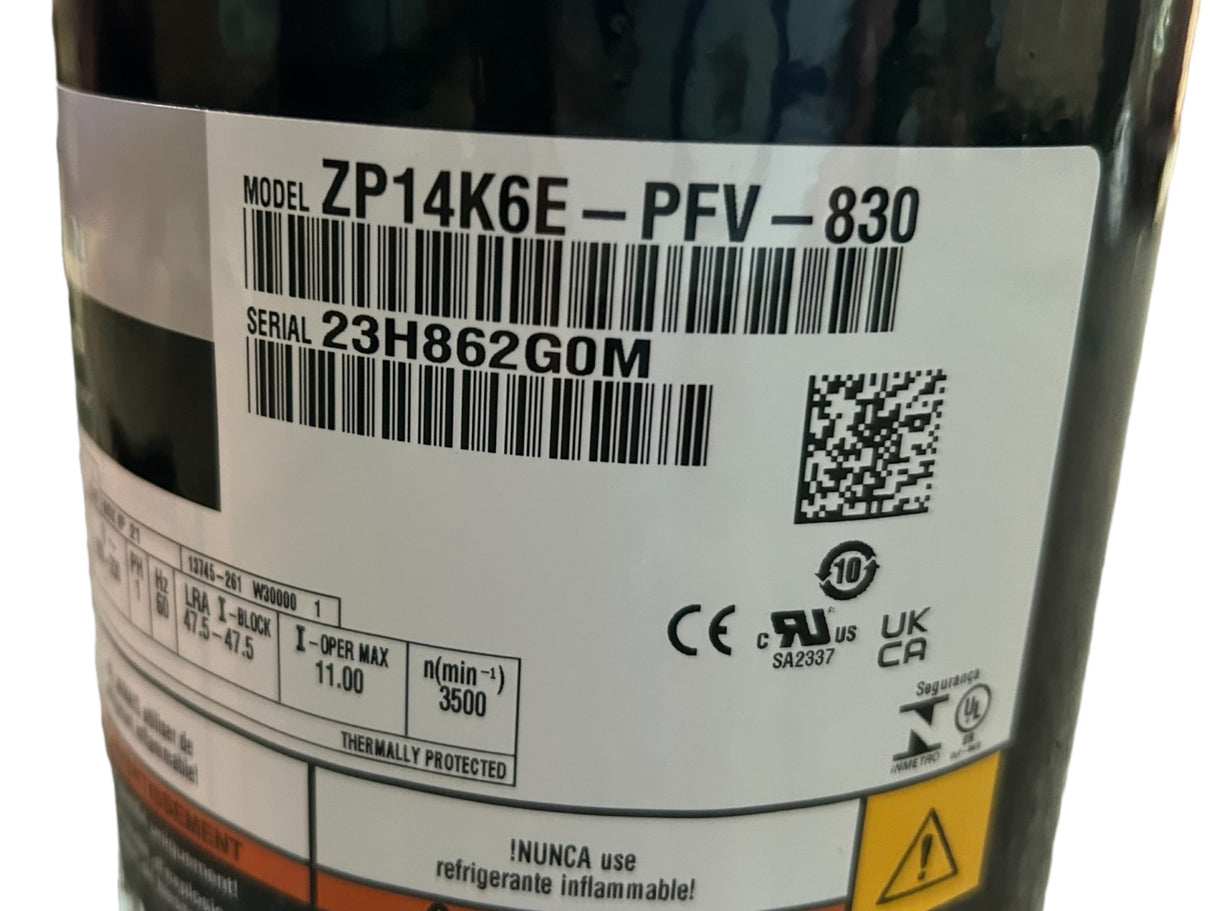 Copeland, Scroll, Compressor, ZP14K6E-PFV-830, 14700-20200 BTU, 1PH - FreemanLiquidators - [product_description]