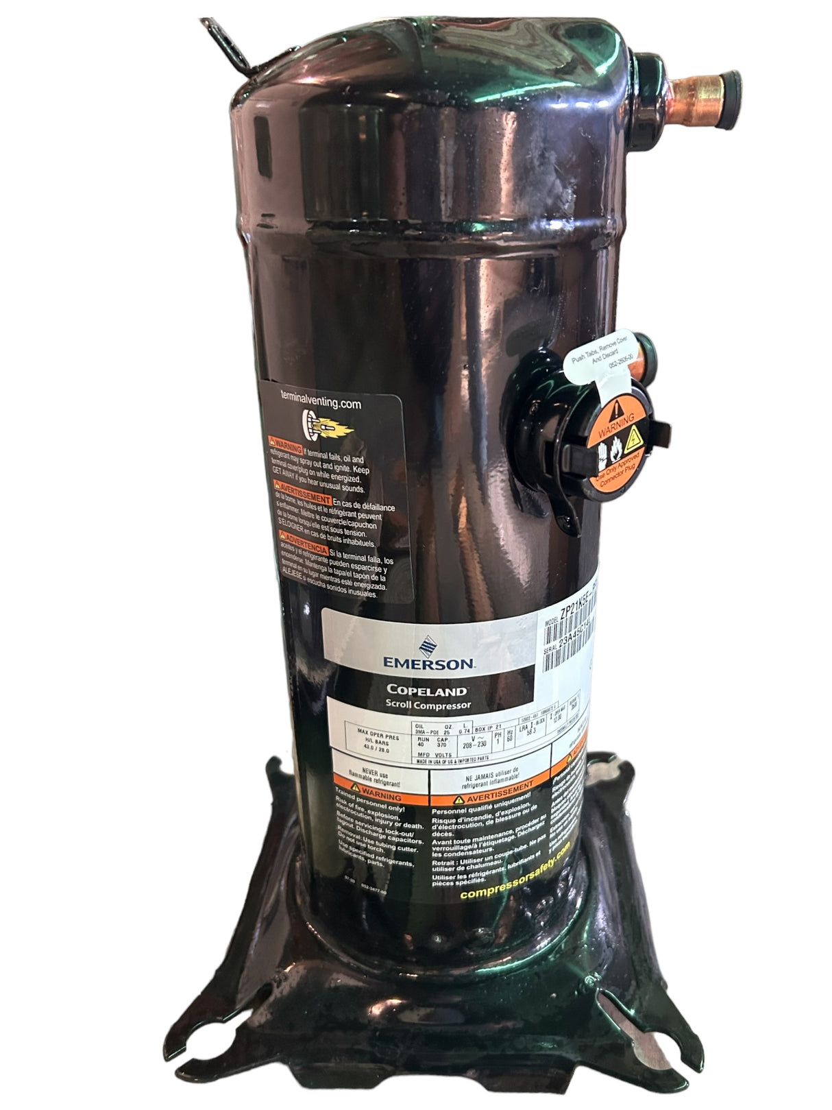 Copeland, Scroll, Compressor, ZP21K5E-PFV- 830, 21300 BTU, R-410A, 1PH - FreemanLiquidators - [product_description]