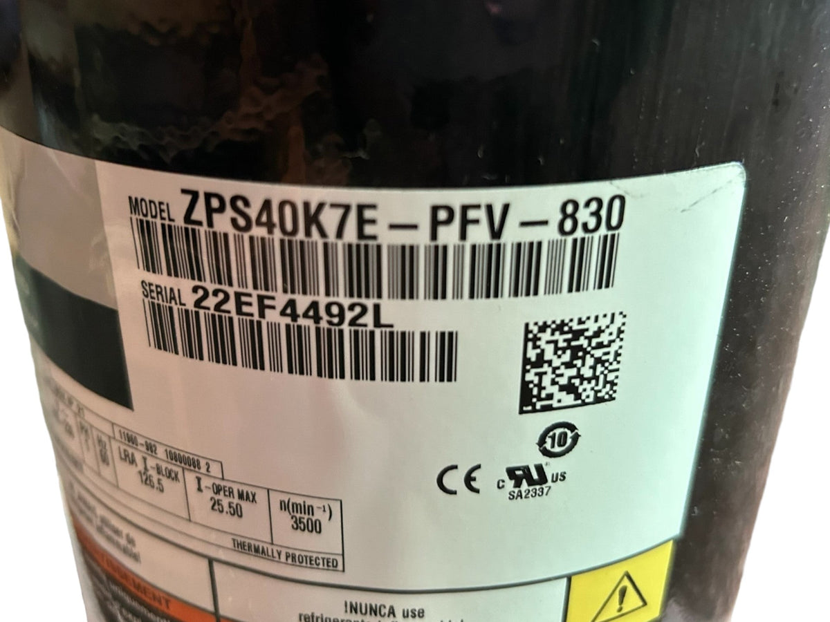 Copeland, Scroll, Compressor, ZPS40K7EPFV830, 40000 BTU, R410A, 208/