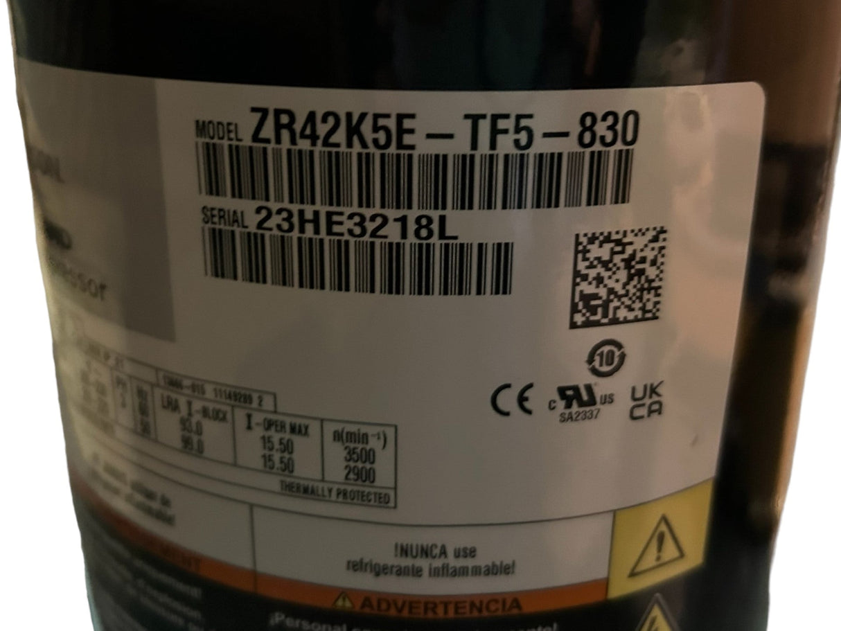 Copeland, Scroll, Compressor, ZR42K5E-TF5-830, 42000 BTU, R407-C - FreemanLiquidators - [product_description]