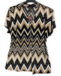 80 Park, Women's, Short Sleeve, V Neck, Half Zip, Plus Size, Blouse, Black, Taupe - Women's Clothing - Freeman Liquidators - [product_description]