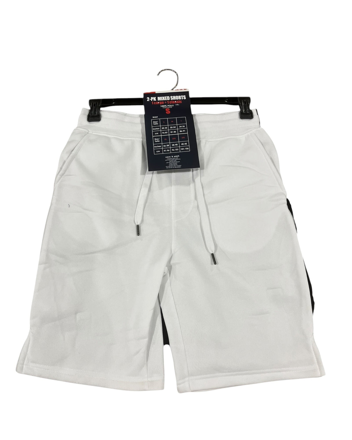 C81 Essentials, Men's, 2-Pk, Mixed Shorts, 1 Cargo, 1 Classic, Black, White - Men's Clothing - Freeman Liquidators - [product_description]