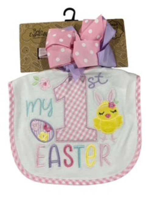 Baby Essentials, Baby Girls, First Easter, Bow and Bib Set - Bib & Bow Set - Freeman Liquidators - [product_description]