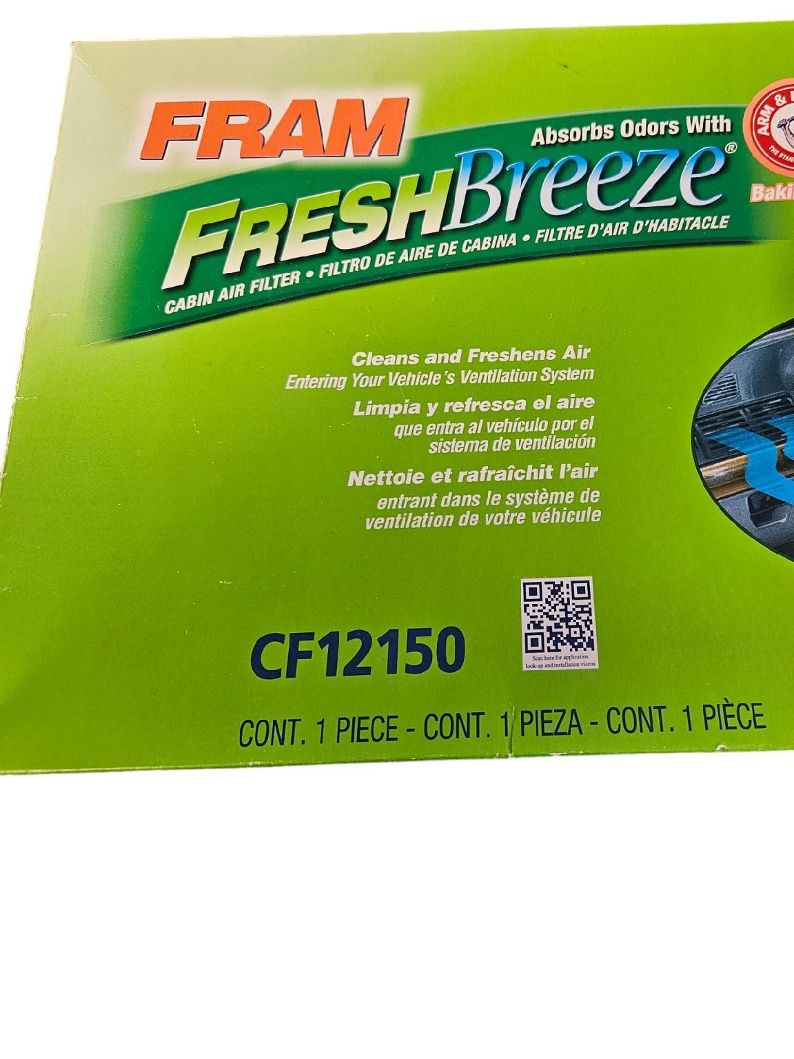 FRAM Fresh Breeze Cabin Air Filter w/ Arm and Hammer Baking Soda CF12150 for Mazda / Toyota Vehicles - Freeman Liquidators