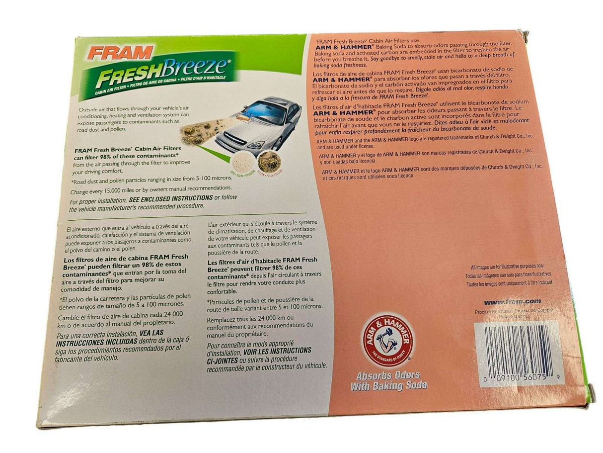 FRAM Fresh Breeze Cabin Air Filter w/ Arm and Hammer Baking Soda CF12150 for Mazda / Toyota Vehicles - Freeman Liquidators