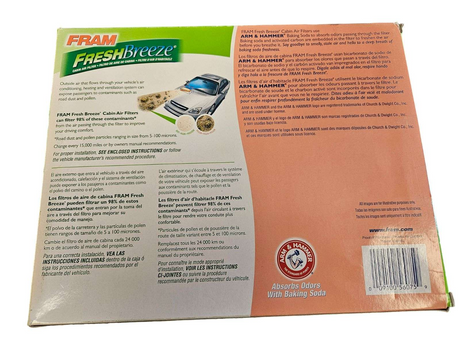 FRAM Fresh Breeze Cabin Air Filter w/ Arm and Hammer Baking Soda CF12150 for Mazda / Toyota Vehicles - Freeman Liquidators