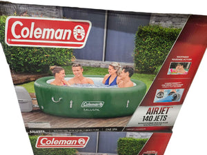 Coleman SaluSpa 4-6 Person Round Inflatable Hot Tub 140 Jets Color Green New - Freeman Liquidators