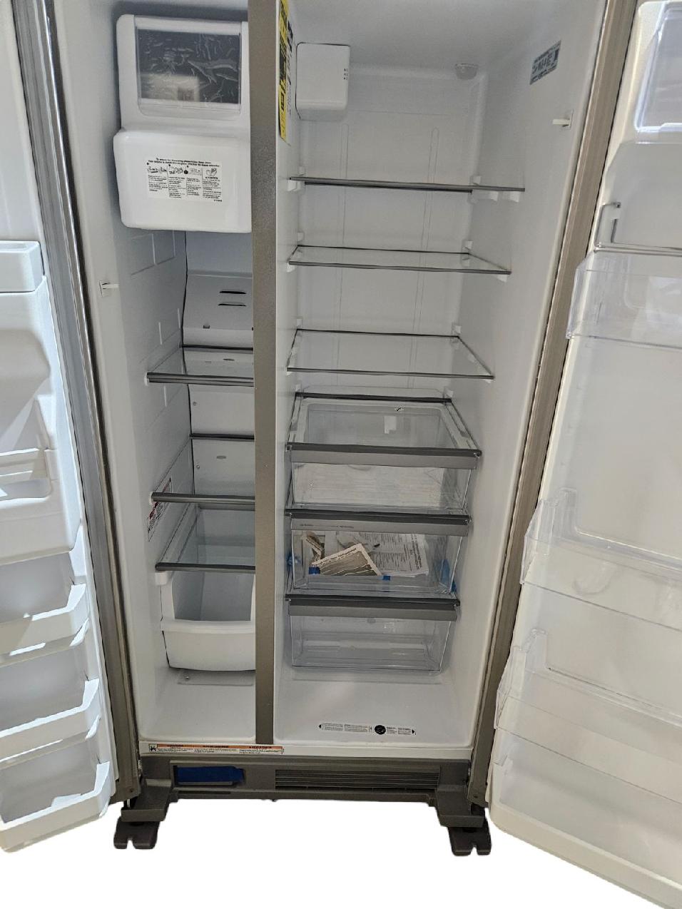 Whirlpool 21.4 cu ft Side by Side Stainless Steel Refrigerator with Fingerprint resistants WRS3215DHZ08  STORE PICKUP ONLY - Freeman Liquidators