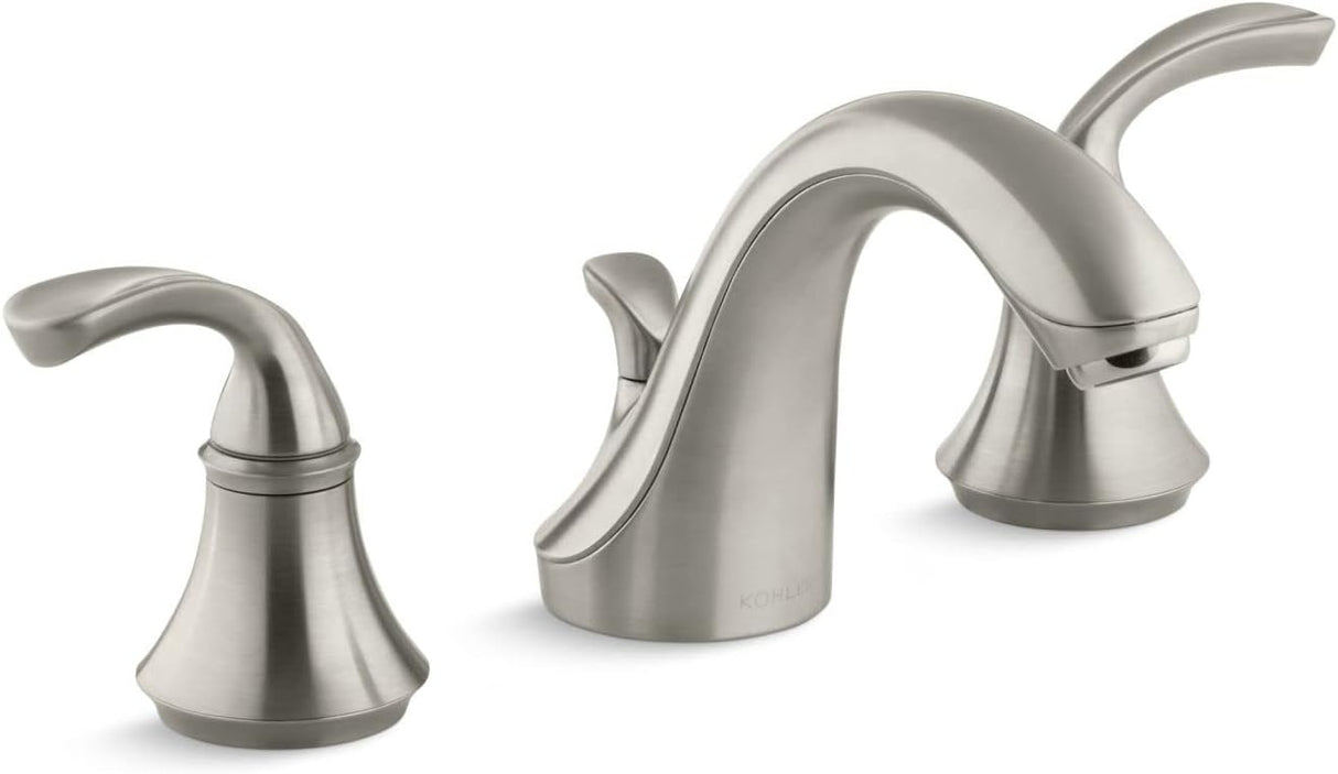 Kohler 10272-4-bn  Forte Sculpted Widespread Lav Faucet, Bathroom Sink Faucet with Sculpted Lever Handles, Brushed Nickel - Freeman Liquidators - [product_description]