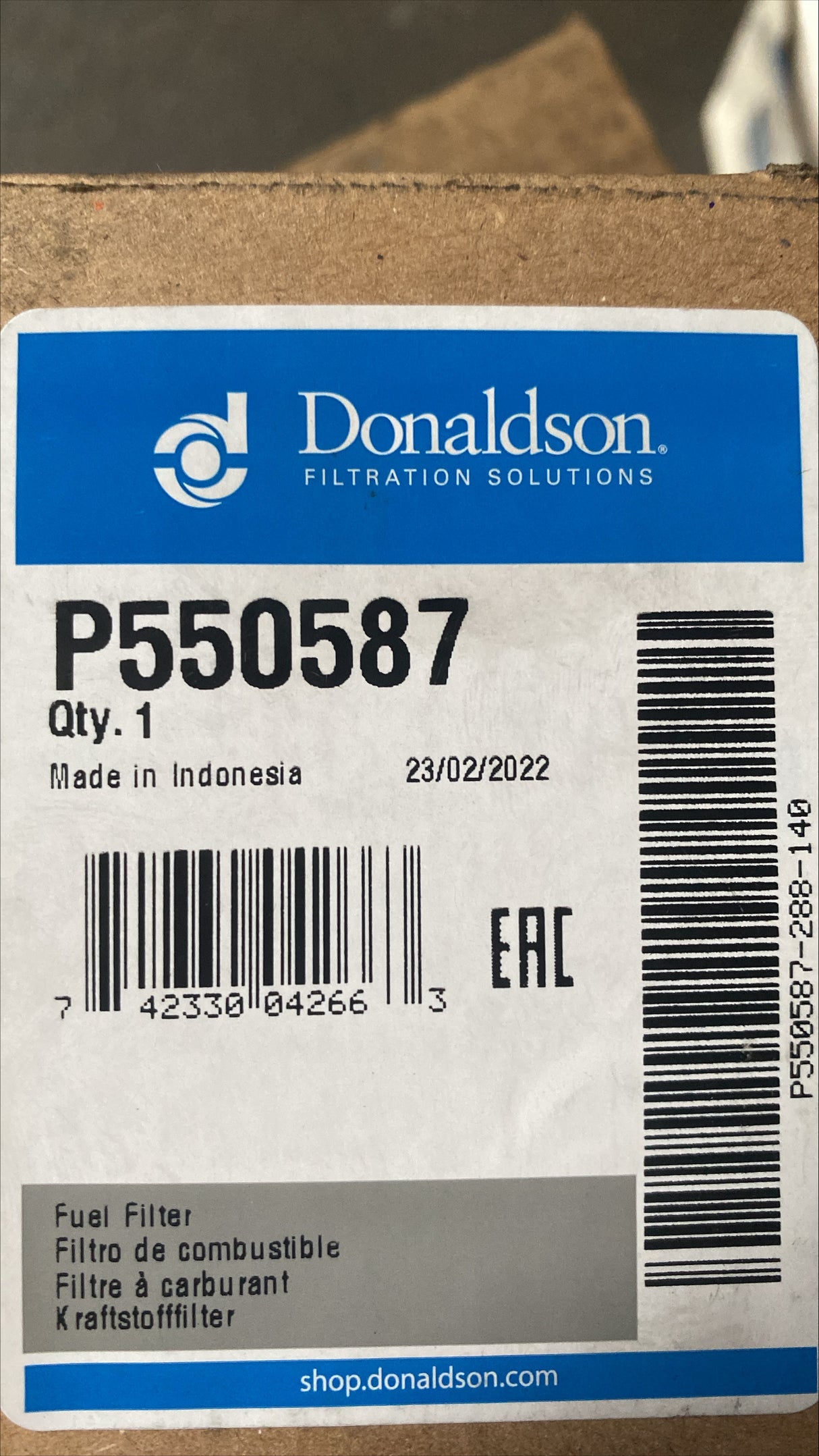 Donaldson, P550587, Spin On, Water Seperator, Fuel Filter - FreemanLiquidators - [product_description]