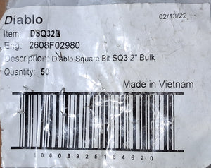 Diablo Square Bit SQ3  DSQ32B (2" Bag of 40)