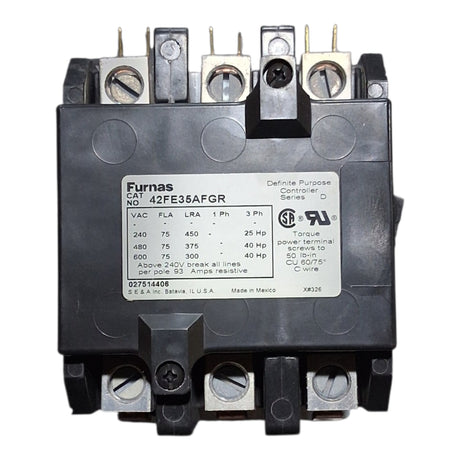 Furnas Definite Purpose Magnetic Contactor 42FE35AFGR 75a@600v, 120v w/ Aux - HVAC - Freeman Liquidators - [product_description]