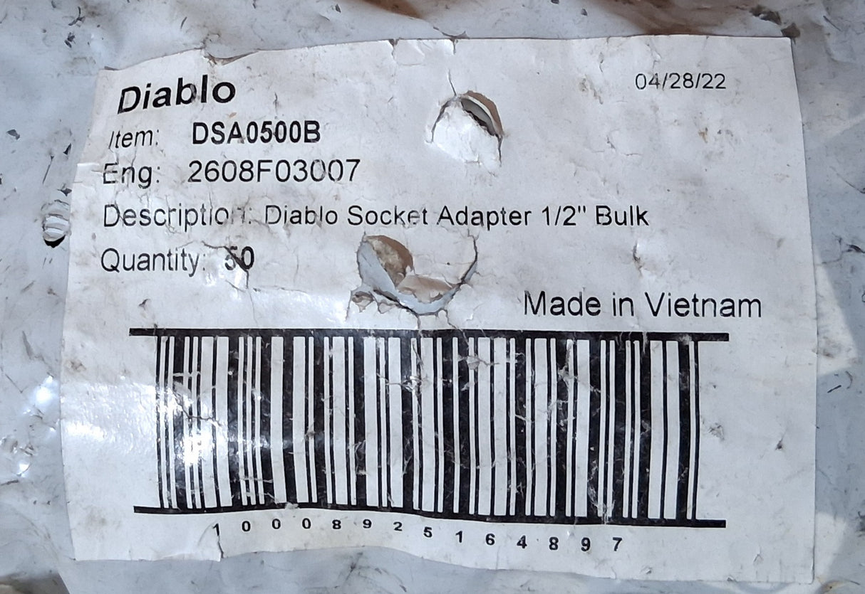Diablo 1/2" Socket Adapter - DSA0500B  (Bag of 50)