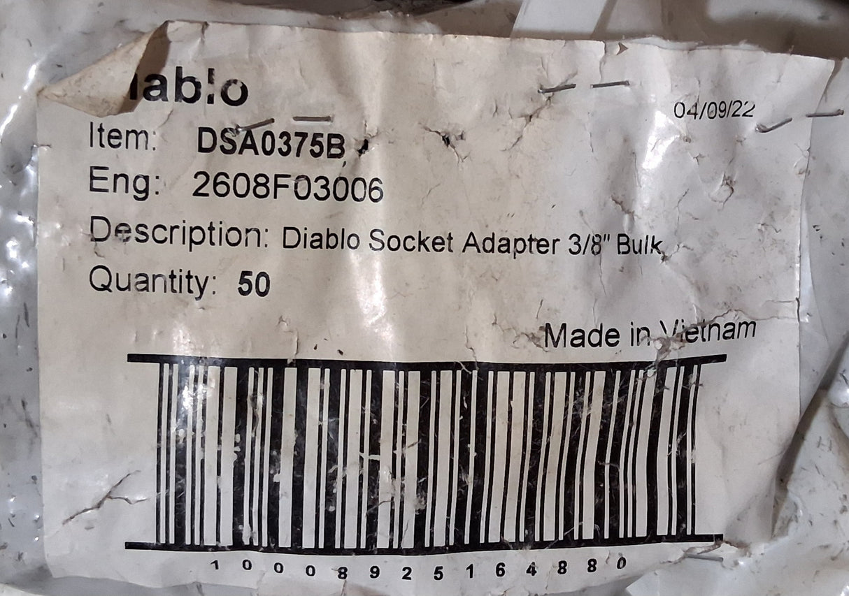 Diablo 3/8" Socket Adapter - DSA0375B  (Bag of 48)