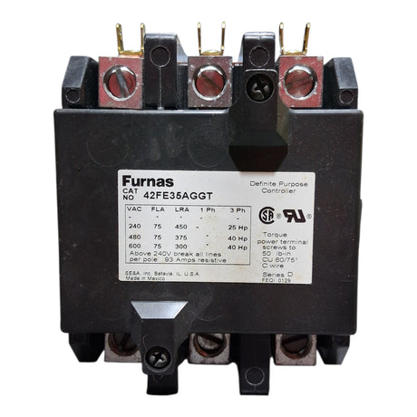 Furnas 42FE35AGGT — Definite Purpose Contactor, 3‑Pole, 75 FLA, 208–230V - HVAC - Freeman Liquidators - [product_description]