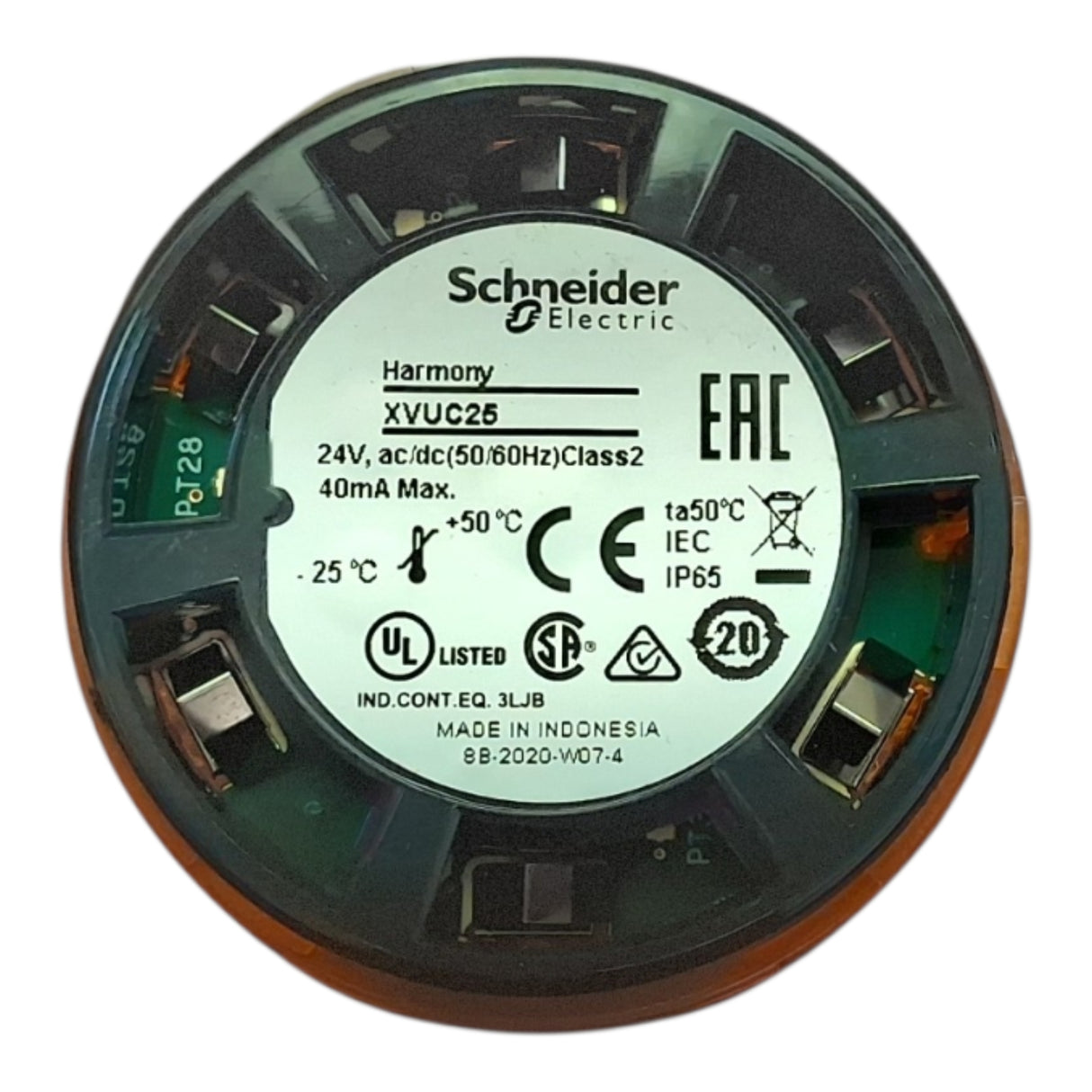 Schneider XVU C25 Orange LED – 60mm Steady Light Module (24V AC/DC)