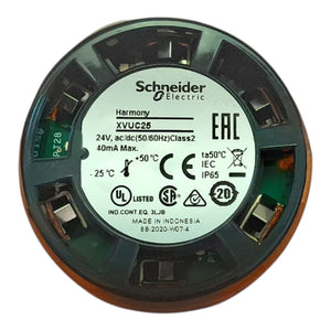 Schneider XVU C25 Orange LED – 60mm Steady Light Module (24V AC/DC)