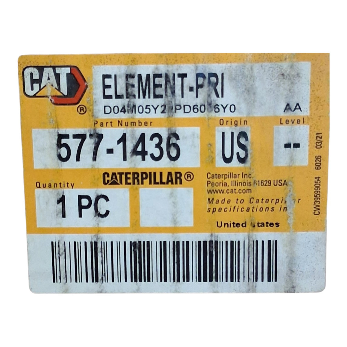 Caterpillar 577-1436 Standard Efficiency Primary Engine Air Filter