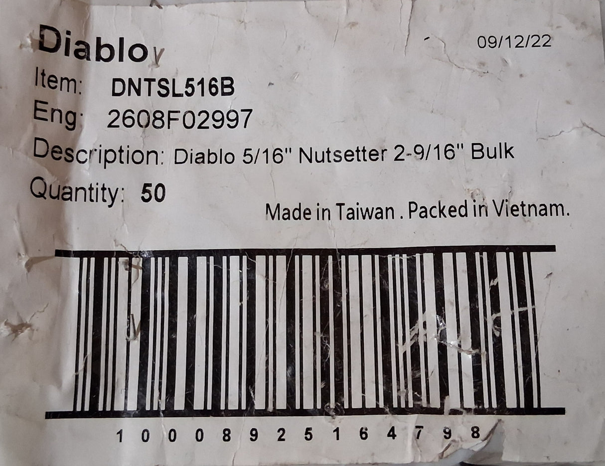 Diablo 5/16" Nutsetter 2-9/16" - DNTSL516B  (Bag of 38)