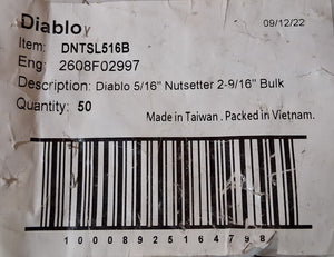 Diablo 5/16" Nutsetter 2-9/16" - DNTSL516B  (Bag of 38)