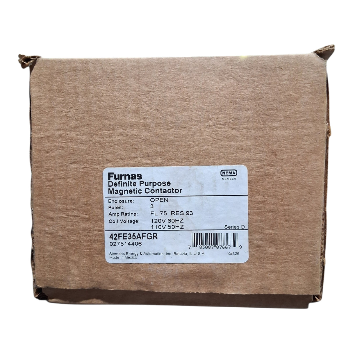 Furnas Definite Purpose Magnetic Contactor 42FE35AFGR 75a@600v, 120v w/ Aux - HVAC - Freeman Liquidators - [product_description]
