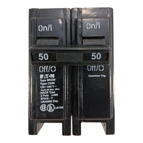 Eaton BR250 — 50A 2‑Pole Plug‑On Circuit Breaker, 120/240V -  - Freeman Liquidators - [product_description]