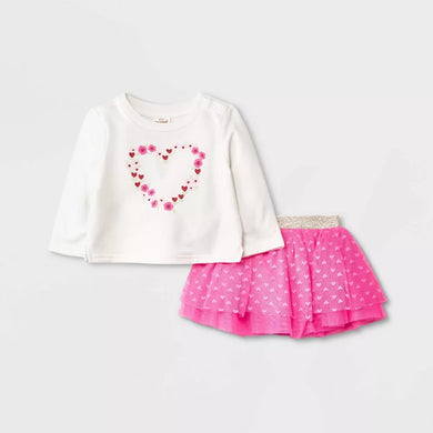 Baby Girls' Heart Tutu Top & Bottom Set - Cat & Jack - Neon Pink - 12 months - FreemanLiquidators - [product_description]