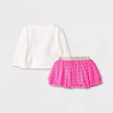 Baby Girls' Heart Tutu Top & Bottom Set - Cat & Jack - Neon Pink - 12 months - FreemanLiquidators - [product_description]