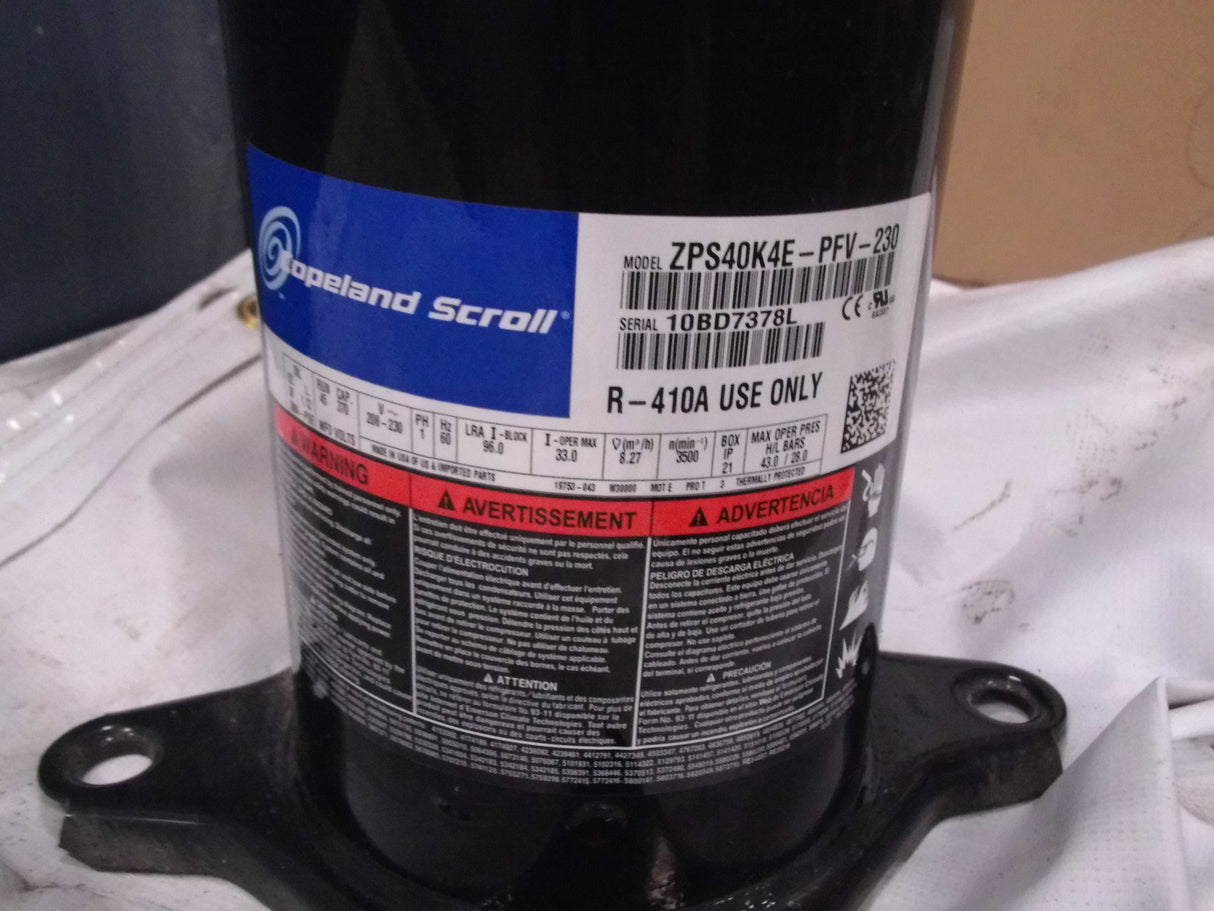 Copeland Scroll Compressor 410A 40,000 BTU ZPS40K4E-PFV-230