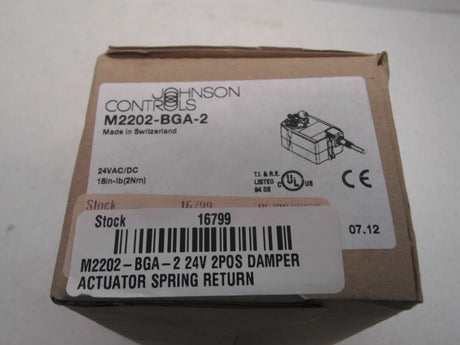 Johnson Controls Electric Spring Return Actuators M2202-BGA-2