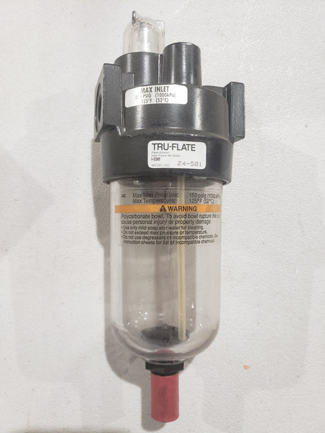 Tru-Flate 24-501 Lubricator, 1/4 in NPTF, 20 scfm Flow, -10 to +175 deg F, 5 oz Bowl, Polycarbonate - FreemanLiquidators