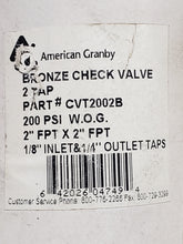 Load image into Gallery viewer, American Granby Bronze Check Valve - 2 Tap - 2&quot;FPT X 2&quot;FPT - Part# CVT2002B - FreemanLiquidators
