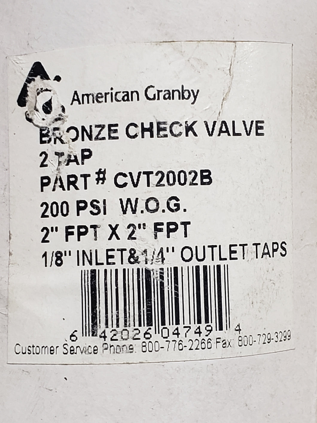 American Granby Bronze Check Valve - 2 Tap - 2