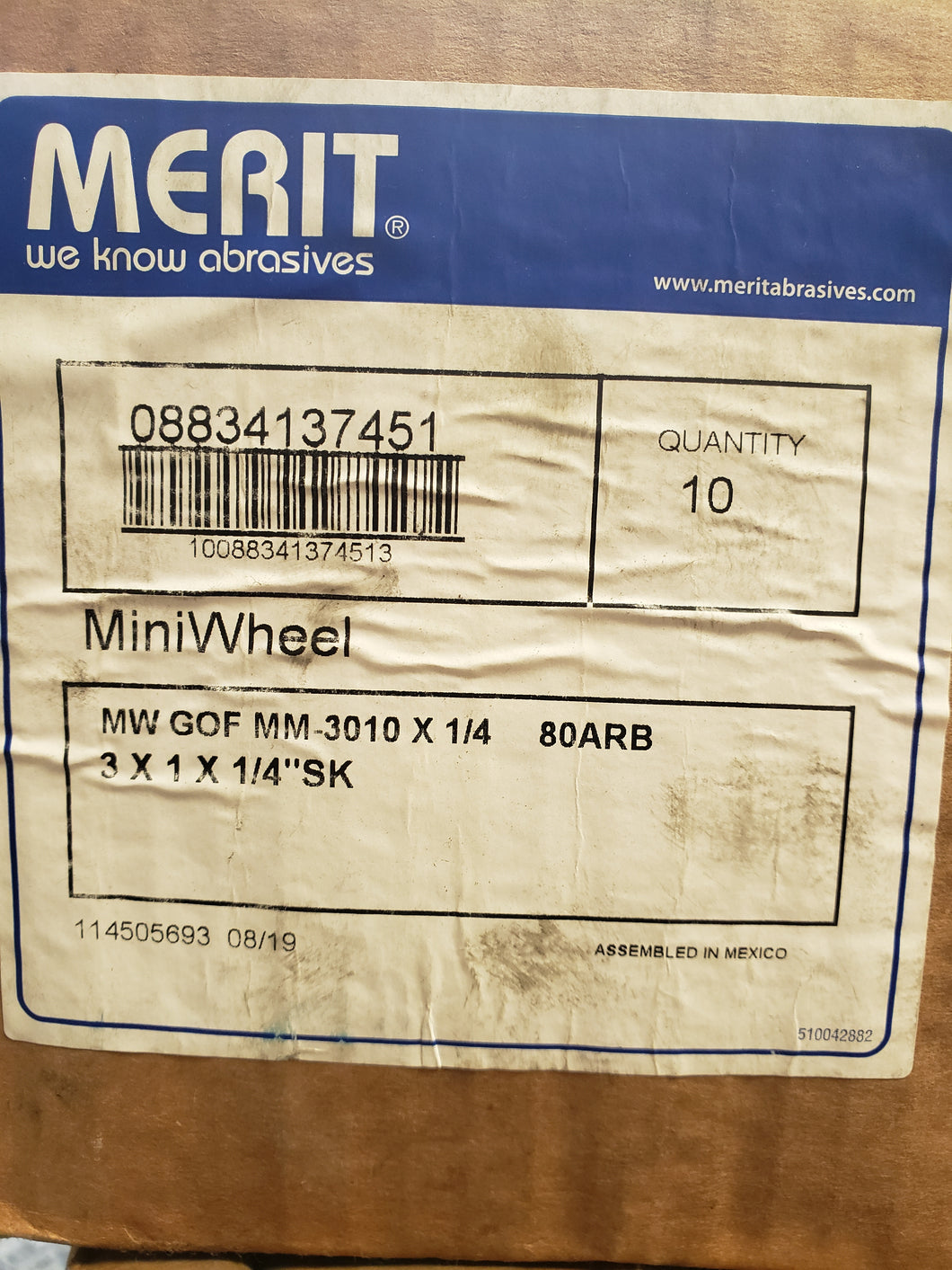 (10 PACK) Merit Mini Wheel - MW GOF MM-3010 X 1/4 80ARB - FreemanLiquidators