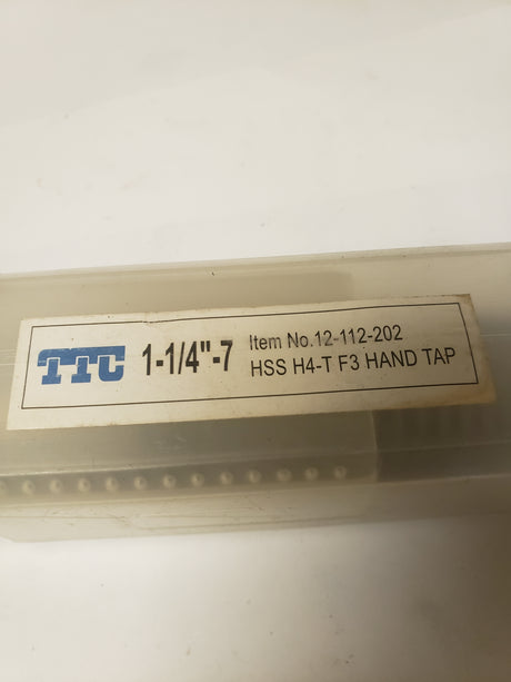 TTC 12-112-202 1-1/4"-7 SIZE, H4 THREAD LIMIT, TAPER CHAMFER, 4 FLUTE, BRIGHT HIGH SPEED STEEL, RIGHT HAND CUT STRAIGHT FLUTE HAND TAP - FreemanLiquidators