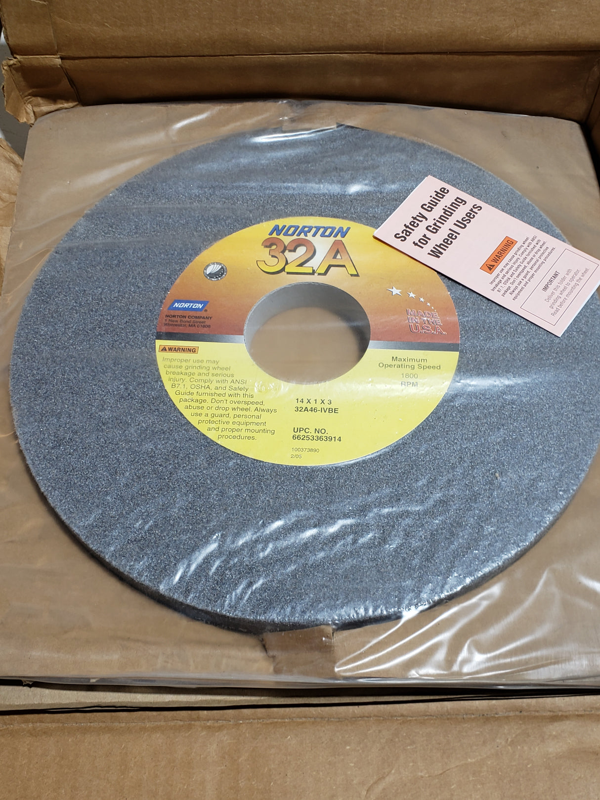 NORTON 66253363914 WHEEL DIAMETER, 3" HOLE SIZE 52-100-328 - FreemanLiquidators