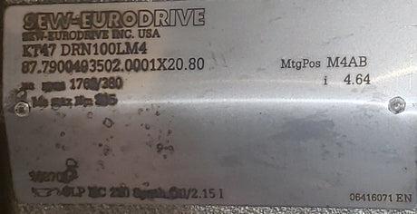 SEW-Eurodrive KT47 DRN100LM4 1762RPM 230 volt 8.4 amp 3HP  - NEW IN BOX - FreemanLiquidators - [product_description]