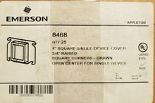 Load image into Gallery viewer, Lot of 25 - Emerson-Appleton 8468 - 4&quot; Square Single Device Cover 3/4&quot; Raised - NEW IN BOX - FreemanLiquidators - [product_description]

