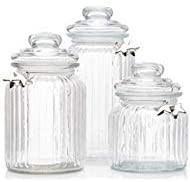 Aviro Home Apothecary Jars With Lids - Candy Jar, Cookie Jar. Candy Jars for Candy Buffet. Decorative Jars. Set of 3 Multi-Function Glass Jars. - FreemanLiquidators