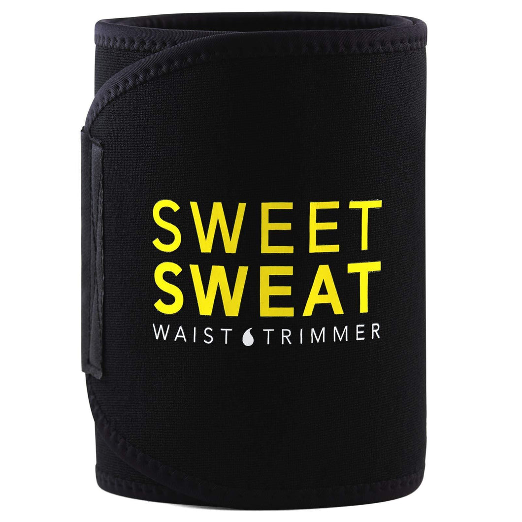 Sweet Sweat Waist Trimmer - Black/Yellow Logo | Premium Waist Trainer Belt for Men & Women SIZE SMALL - FreemanLiquidators