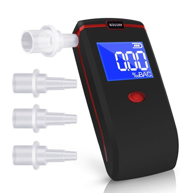 Oasser Breathalyzer Alcohol Tester Professional Breathalyzer Digital LCD Breath Tester Semi-Conductor Sensor with 4 Mouthpieces and 3 AAA Batteries T1