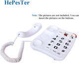 Big Button Corded Phone with 3 One-Touch Speed Dial, HePesTer P-45 Picture Care Phone for Seniors with Memory Protection/Wall Mountable/SOS Emergency - FreemanLiquidators