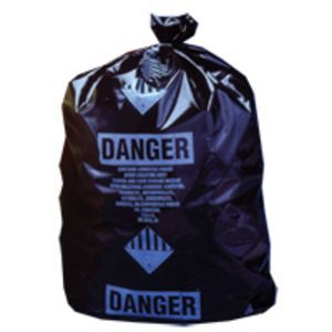 Poly Garbage Bag, Black ACM-Printed Contractor Bag, Perforated, 30