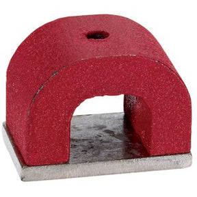 Power Magnet - Model: 814, Hole Diameter: 5/16", Overall Height: 1-3/8", Overall Length: 2-9/32", Overall Width: 1-47/64", Distance Between Legs: 1-3/32",