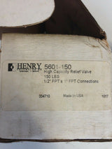 HENRY 5601-150 HIGH CAPACITY RELIEF VALVE 1/2" X 1" FPT CONNECTIONS 150 lbs - FreemanLiquidators