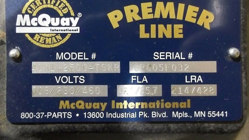 Mc Quay 25HP 208-460/60/3ph Semi Hermetic Compressor 4DK1-2500-TSK-R - FreemanLiquidators